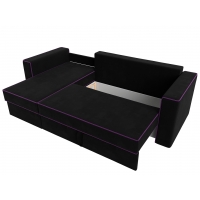 Угловой диван Принстон (микровельвет черный фиолетовый) - Изображение 3